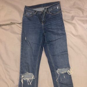 Topshop Blue Ripped Jamie Jeans W26L36